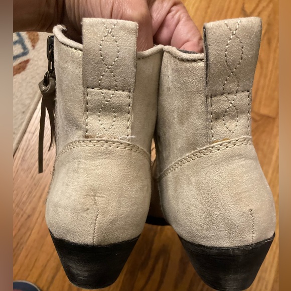 Big Buddha Light Gray Suede Western Ankle Booties with Fringe - Picture 3 of 9